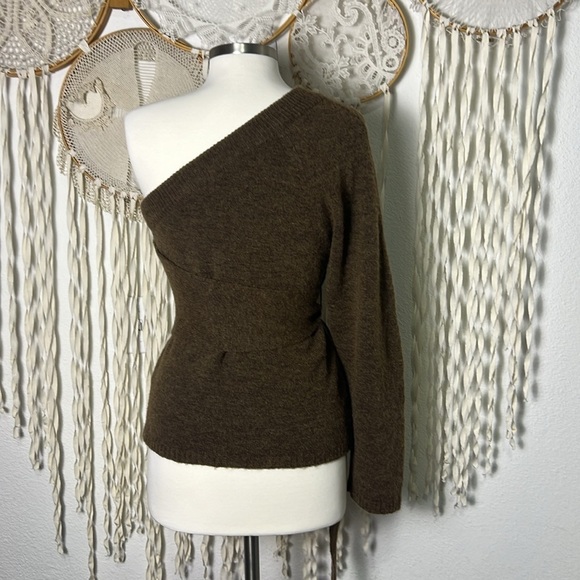Nanushka Cleto Brown One- Shoulder Alpaca Blend Sweater Size Small - Picture 4 of 10